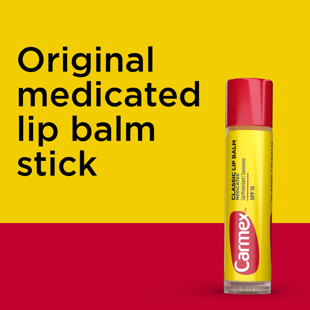 Carmex Classic Medicated Lip Balm Stick, 0.15 oz (3-Pack)